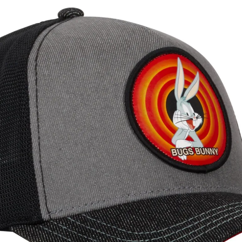 Casquette Trucker Looney Tunes Bugs Bunny Snapback Effet Denim - Noire - Capslab