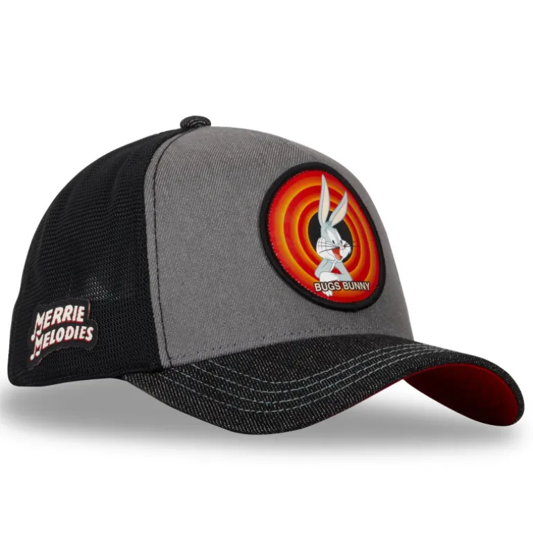 Casquette Trucker Looney Tunes Bugs Bunny Snapback Effet Denim - Noire - Capslab