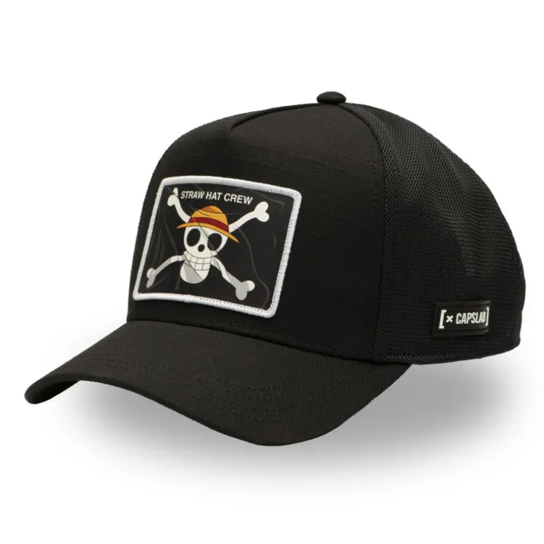 Casquette Trucker One Piece Jolly Roger Snapback Noire - Capslab