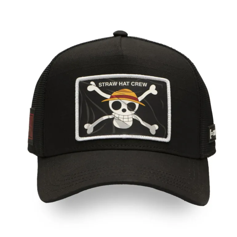 Casquette Trucker One Piece Jolly Roger Snapback Noire - Capslab