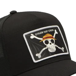 Casquette Trucker One Piece Jolly Roger Snapback Noire - Capslab