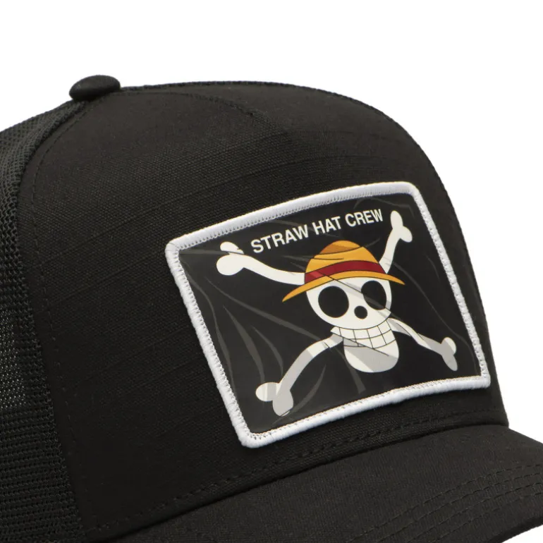 Casquette Trucker One Piece Jolly Roger Snapback Noire - Capslab