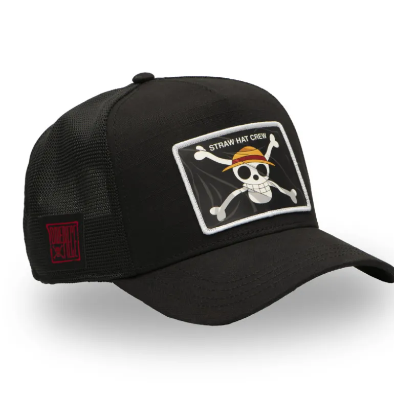 Casquette Trucker One Piece Jolly Roger Snapback Noire - Capslab