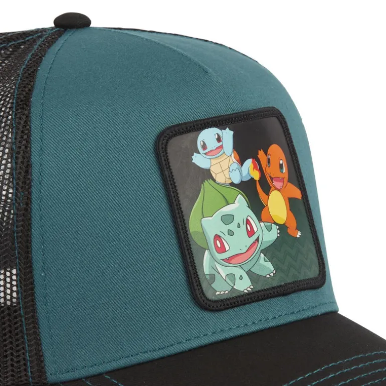 Casquette Trucker Pokemon Salameche, Carapuce, Bulbizarre Snapback Verte - Capslab