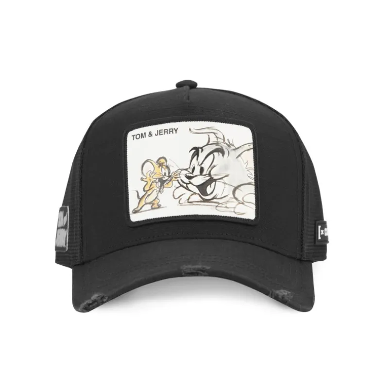 Casquette Trucker Tom Et Jerry Snapback Noire - Capslab