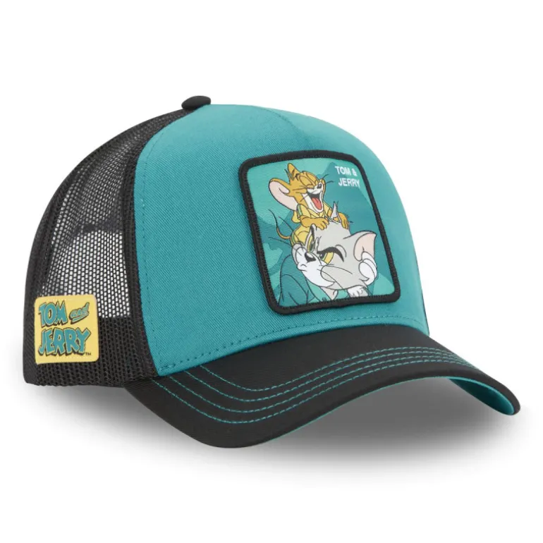 Casquette Trucker Tom Et Jerry Snapback Turquoise - Capslab