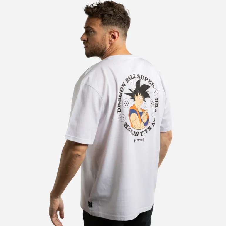 T-shirt Blanc Dragon Ball Super Goku homme coupe Relaxed fit Capslab