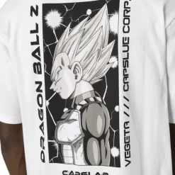T-shirt Blanc Dragon Ball Z Vegeta Homme coupe Relaxed fit Capslab