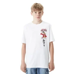 T-shirt Blanc One Piece Luffy Garcon coupe Relaxed fit - Capslab