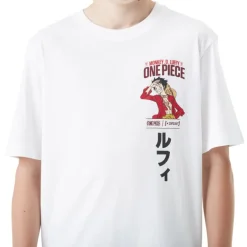 T-shirt Blanc One Piece Luffy Garcon coupe Relaxed fit - Capslab