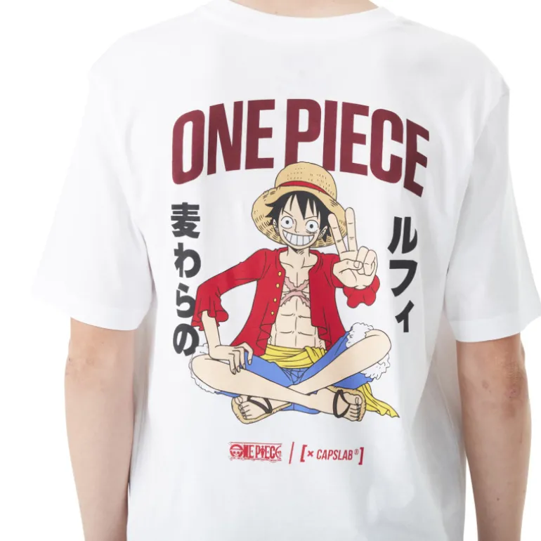T-shirt Blanc One Piece Luffy Garcon coupe Relaxed fit - Capslab
