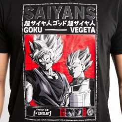 T-shirt Noir Dragon Ball Super Goku, Vegeta homme coupe Regular Capslab
