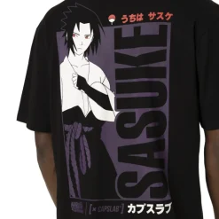 T-shirt Noir Naruto Shippuden Sasuke Homme coupe Relaxed fit Capslab