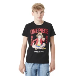 T-shirt Noir One Piece Luffy Garcon coupe Regular - Capslab