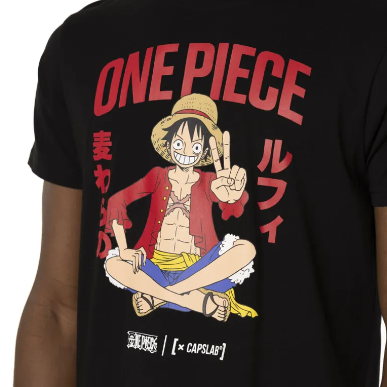 T-shirt Noir One Piece Luffy Homme coupe Regular Capslab